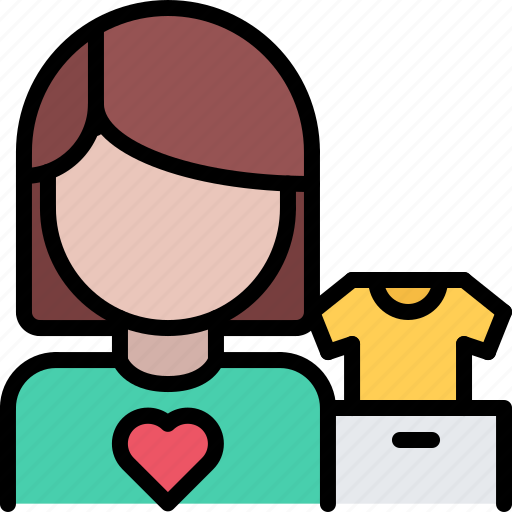Volunteer, woman, clothes, box, charitable, organization, donation icon - Download on Iconfinder