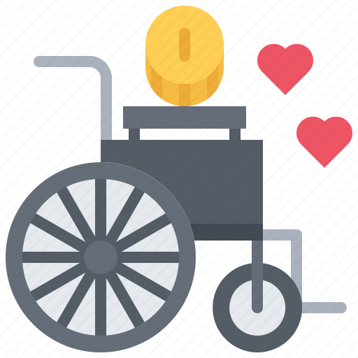Wheelchair, disabled, person, money, love, charitable, organization icon - Download on Iconfinder