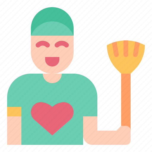 Cleaning, volunteer, thoughtfulness, donation, charity, assistance, broom icon - Download on Iconfinder