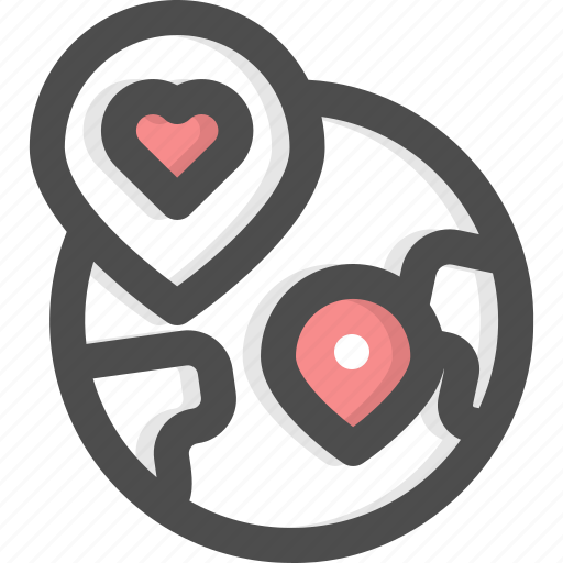 Charity, donation, heart, internet, location, position, worldwide icon - Download on Iconfinder
