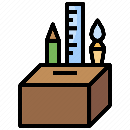 Donate, donation, education, pen, pencil, ruler, stationery icon - Download on Iconfinder
