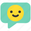 chat, communication, emoji, mail, message, smile, social 