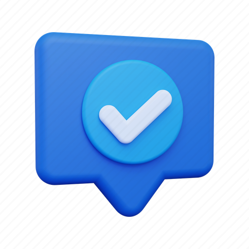 Checkmark, done, ok, success, accept, chat, message 3D illustration - Download on Iconfinder