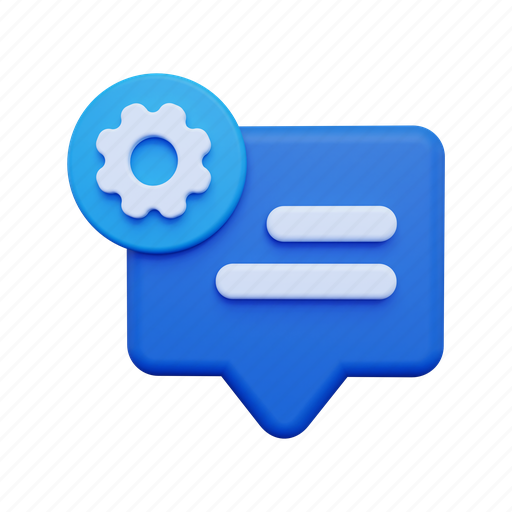 Setting, configuration, gear, options, chat, message, preference 3D illustration - Download on Iconfinder