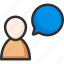 box, bubble, chat, man, message, people, user 