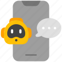 mobile, phone, chatbot, chat, bot, robot, device