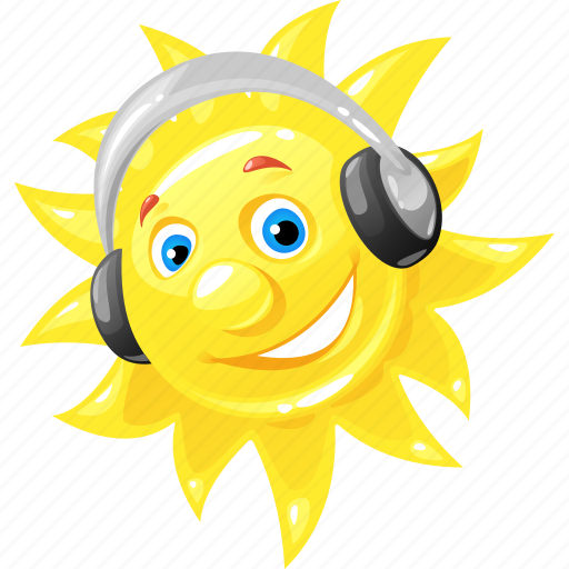 Emoticon, headphones, summer, sun icon - Download on Iconfinder