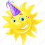 emoticon, happy, party, sun 