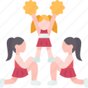 cheerleader, pyramid, formation, choreography, perform