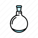 round, bottomed, flask, chemical, glassware, lab, color