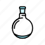 round, bottomed, flask, chemical, glassware, lab, color 