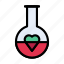 beaker, chemistry, heart, love, romance 