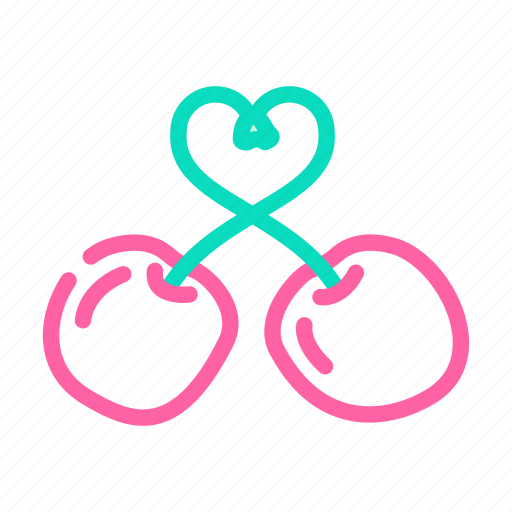 Two, heart, shaped, cherries, cherry, fruit icon - Download on Iconfinder