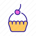 berry, cake, cherry, cup, fresh, outline, vitamin