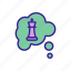 about, chess, game, outline, queen, strategy, thoughts 