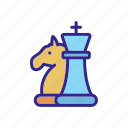 chess, game, horse, king, outline, pieces, strategy