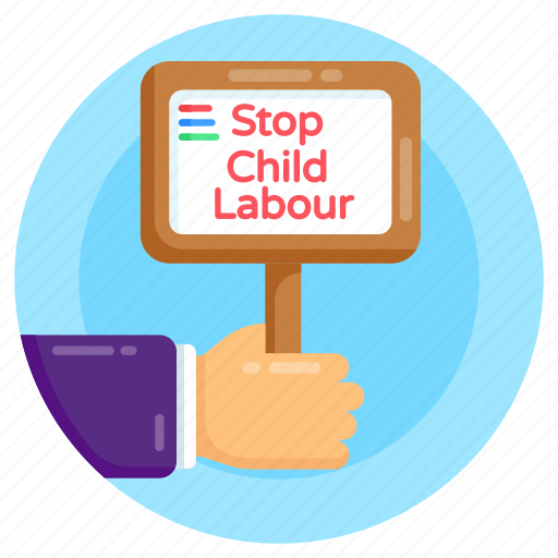 Placard, protest, stop child labour, hand banner, poster icon - Download on Iconfinder