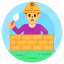 child labour, masonry work, labour work, construction, brick wall 