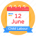 child labour calendar, child labour date, yearbook, agenda, almanac