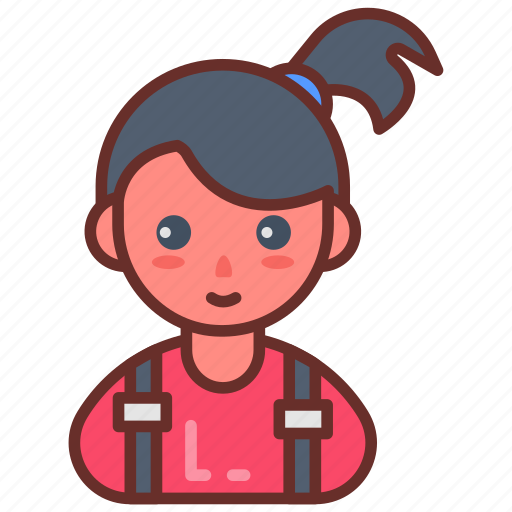 High, ponytail, side, tail, girl, lad, kid icon - Download on Iconfinder