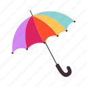 colorful, umbrella, flat, icon, trendy, accessory, climate, style, rain