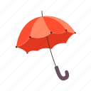 accessory, flat, icon, open, red, umbrella, rainy, style, outside