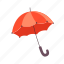 accessory, flat, icon, open, red, umbrella, rainy, style, outside 