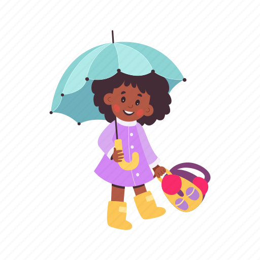 Children, under, umbrella, flat, icon, happy, girls icon - Download on Iconfinder