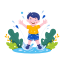 water jumping, playing, happy, kid, boy, card, male, smile, man 