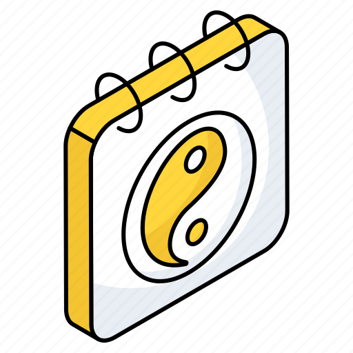 Yin yang calendar, daybook, datebook, almanac, schedule icon - Download on Iconfinder