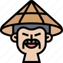 hat, straw, conical, chinese, asian
