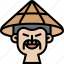 hat, straw, conical, chinese, asian 