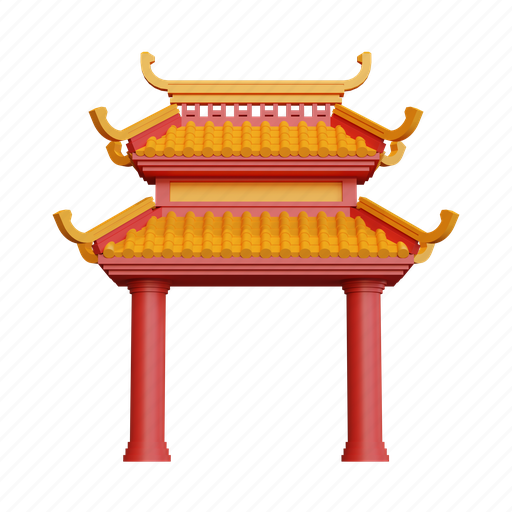Chinatown, gate, building, architecture, culture, traditional 3D illustration - Download on Iconfinder