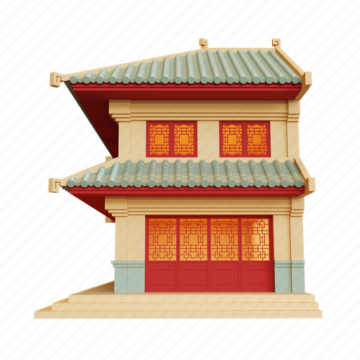 Chinatown, shophouse, building, architecture, culture, traditional 3D illustration - Download on Iconfinder