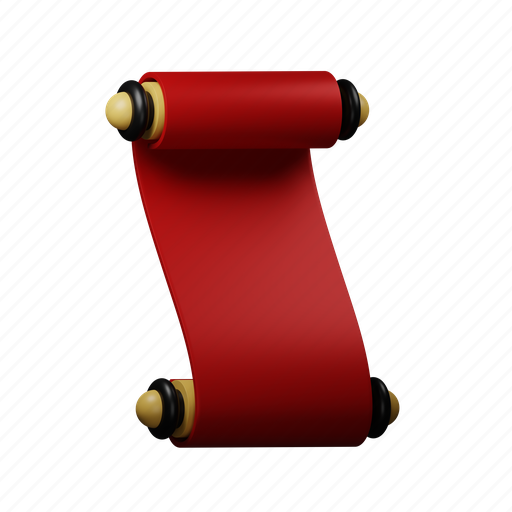 Paper, scroll, red, cny, sheet, text, message 3D illustration - Download on Iconfinder