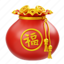 chinese, gold, coin, bag, china, finance, imlek, gongxifacai, money bag
