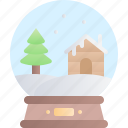 christmas, xmas, holiday, snow globe, house, decoration, ball