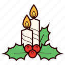 berries, candle, christmas, decoration, holly 