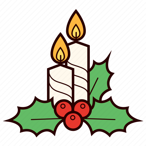 Berries, candle, christmas, decoration, holly icon - Download on Iconfinder