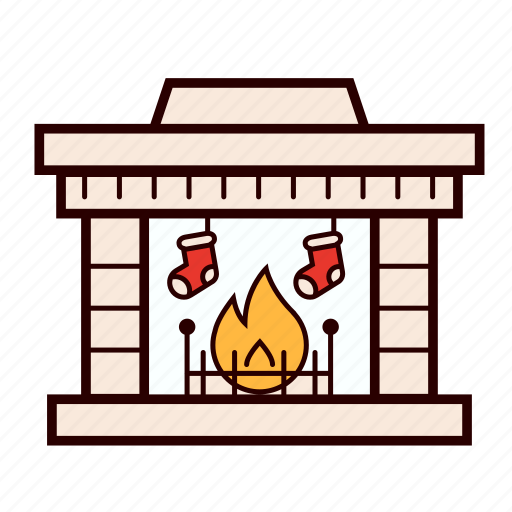 Christmas, decoration, fire, fireplace, holiday, stocking, winter icon - Download on Iconfinder
