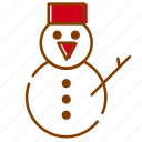 cold, snowman, winter, red, snow, xmas