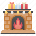fireplace, mantelpiece, presents, warm, winter 