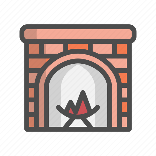 Christmas, decoration, fire, fireplace, warm, winter, xmas icon - Download on Iconfinder