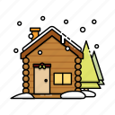 christmas, snow, house, lodge, wooden