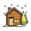 christmas, snow, house, lodge, wooden 