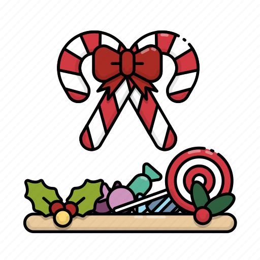 Mistletoe, christmas, ribbon, holiday, candy icon - Download on Iconfinder