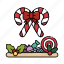 mistletoe, christmas, ribbon, holiday, candy 