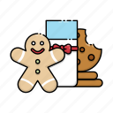 christmas, cookies, ribbon, ginger, milk
