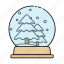winter, crystal, ball, snow, christmas, pine 
