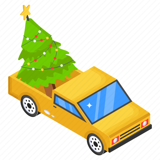 Christmas decoration, delivery truck, vehicle, transport, pickup icon - Download on Iconfinder
